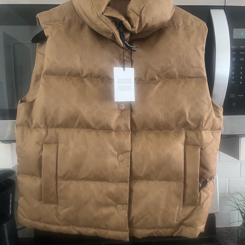 Coach Women's Brown Quilted Vest - Picture 2 of 3